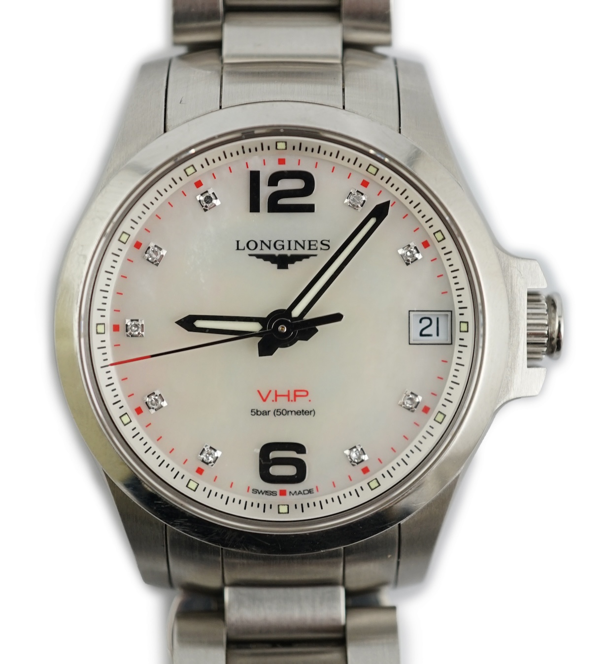 A 2023 stainless steel Longines Conquest VHP quartz wrist watch
